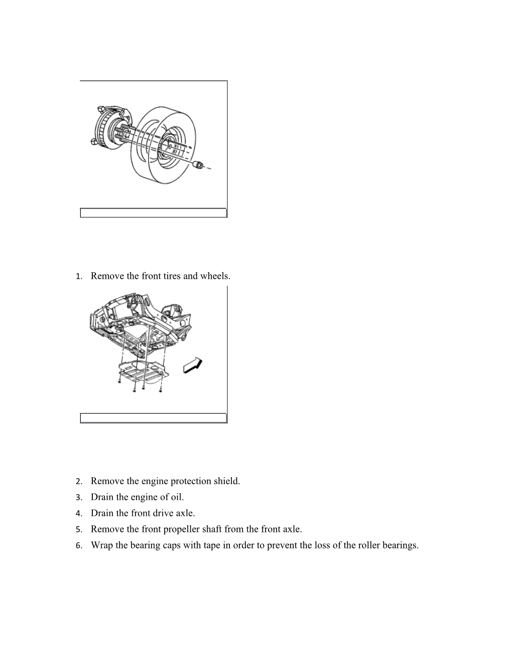 Remove the Front Tires and Wheels