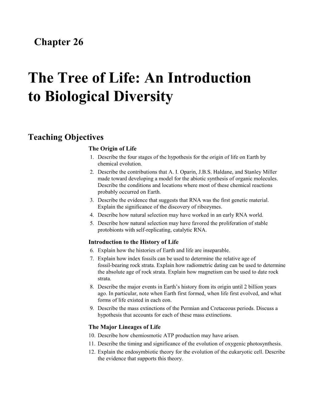 The Tree of Life: an Introduction to Biological Diversity