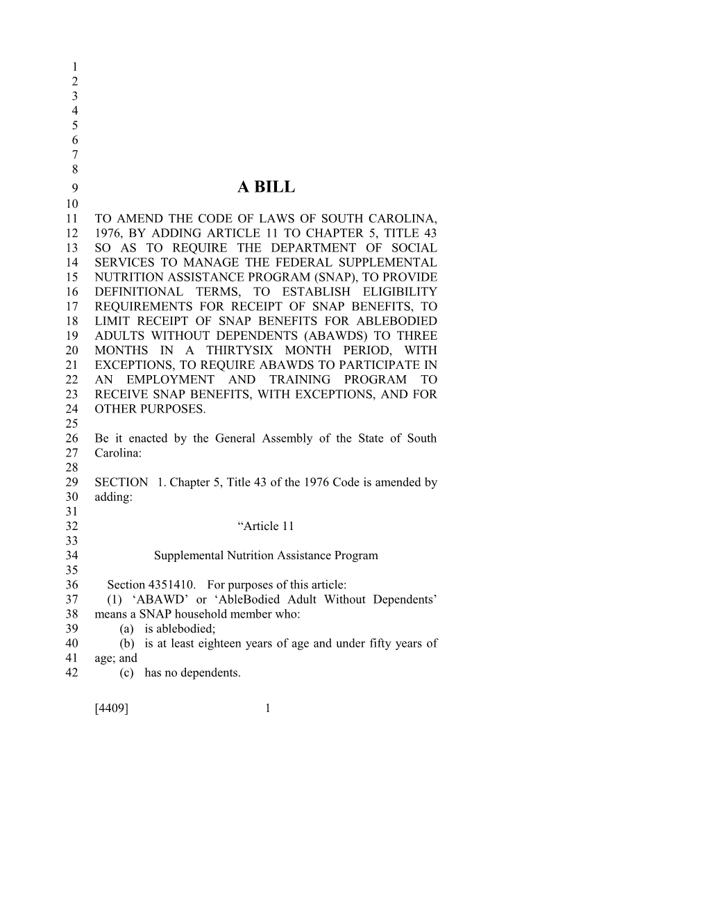2015-2016 Bill 4409 Text of Previous Version (Dec. 3, 2015) - South Carolina Legislature Online