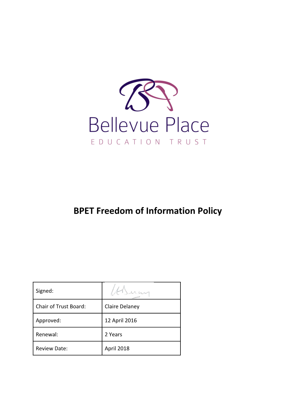 BPET FOIA Publication Scheme