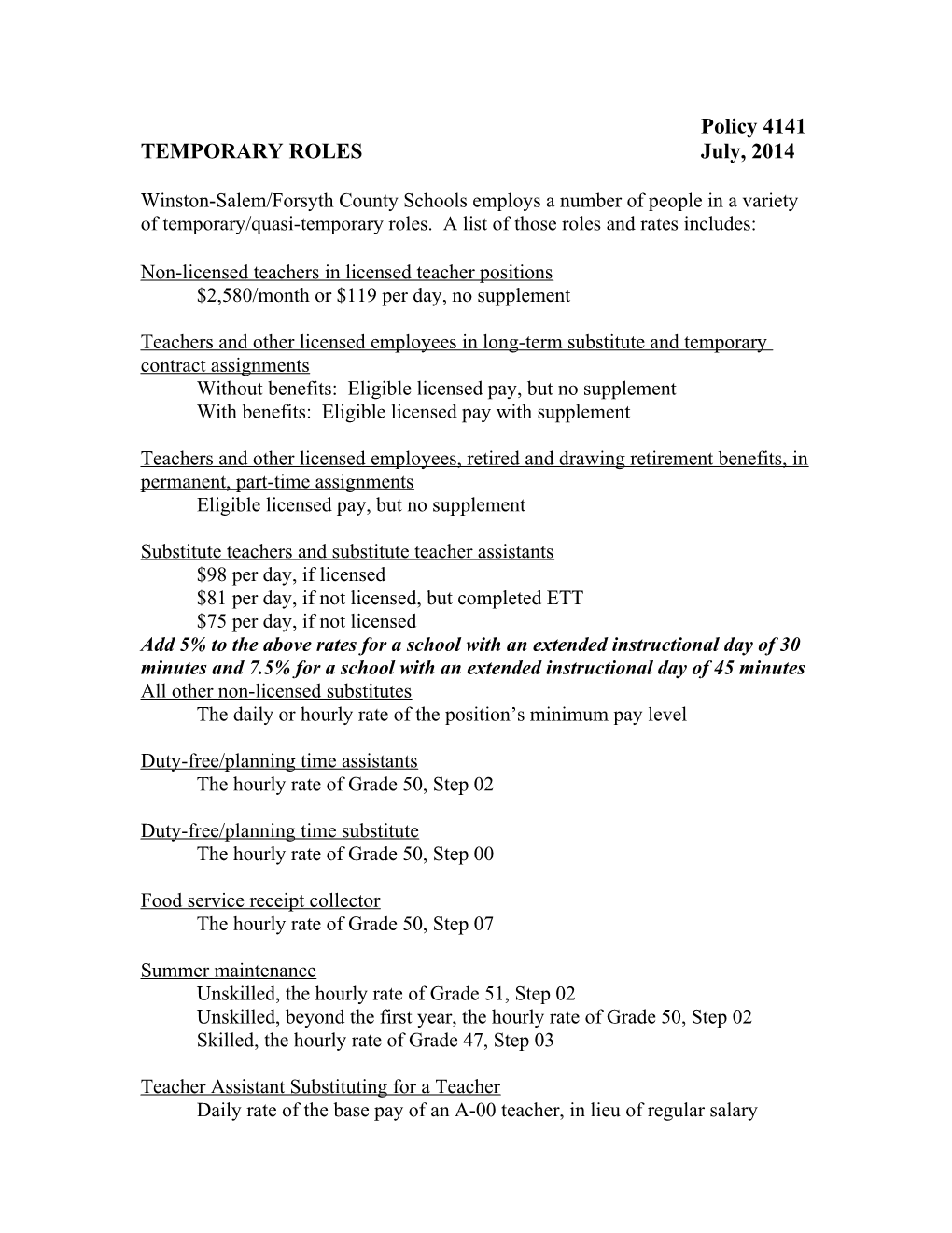 Non-Licensed Teachers in Licensed Teacher Positions