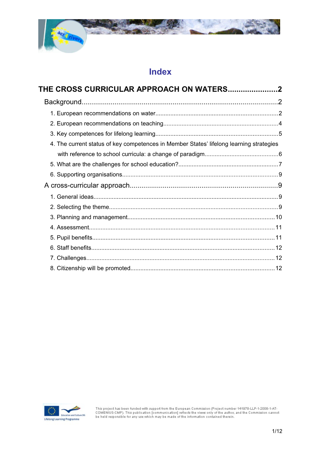 The Cross Curricular Approach on Waters