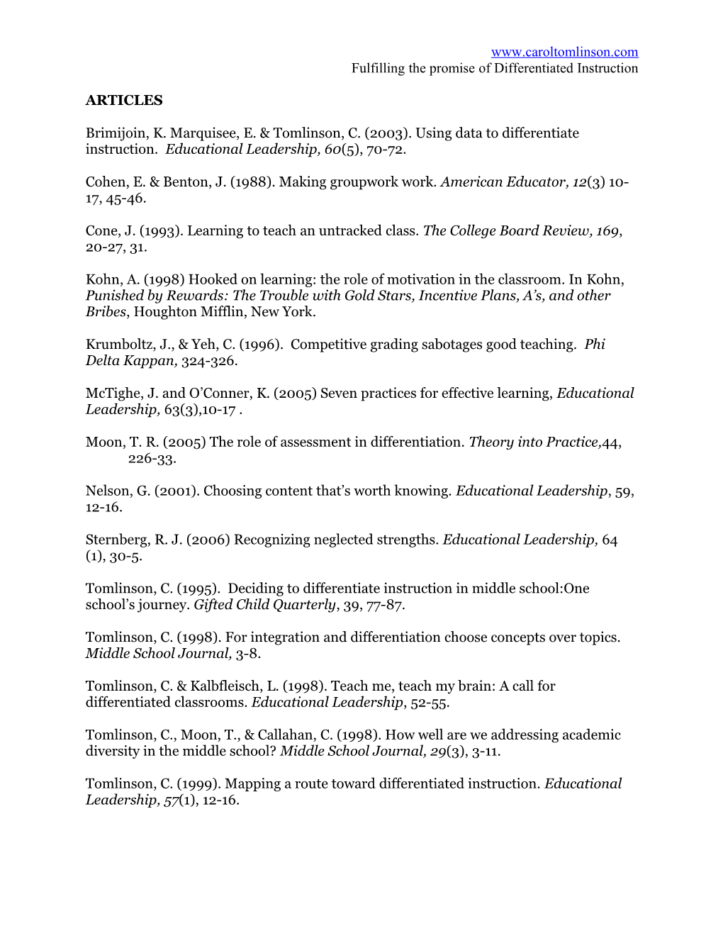 Fulfilling the Promise of Differentiated Instruction