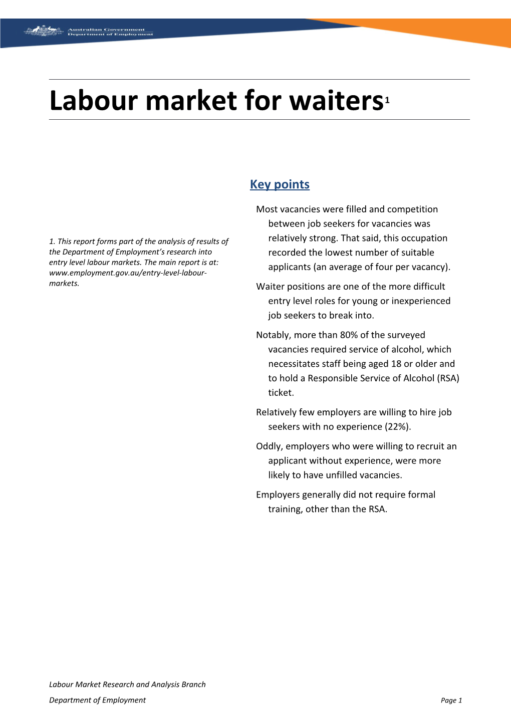 Labour Market for Waiters 1