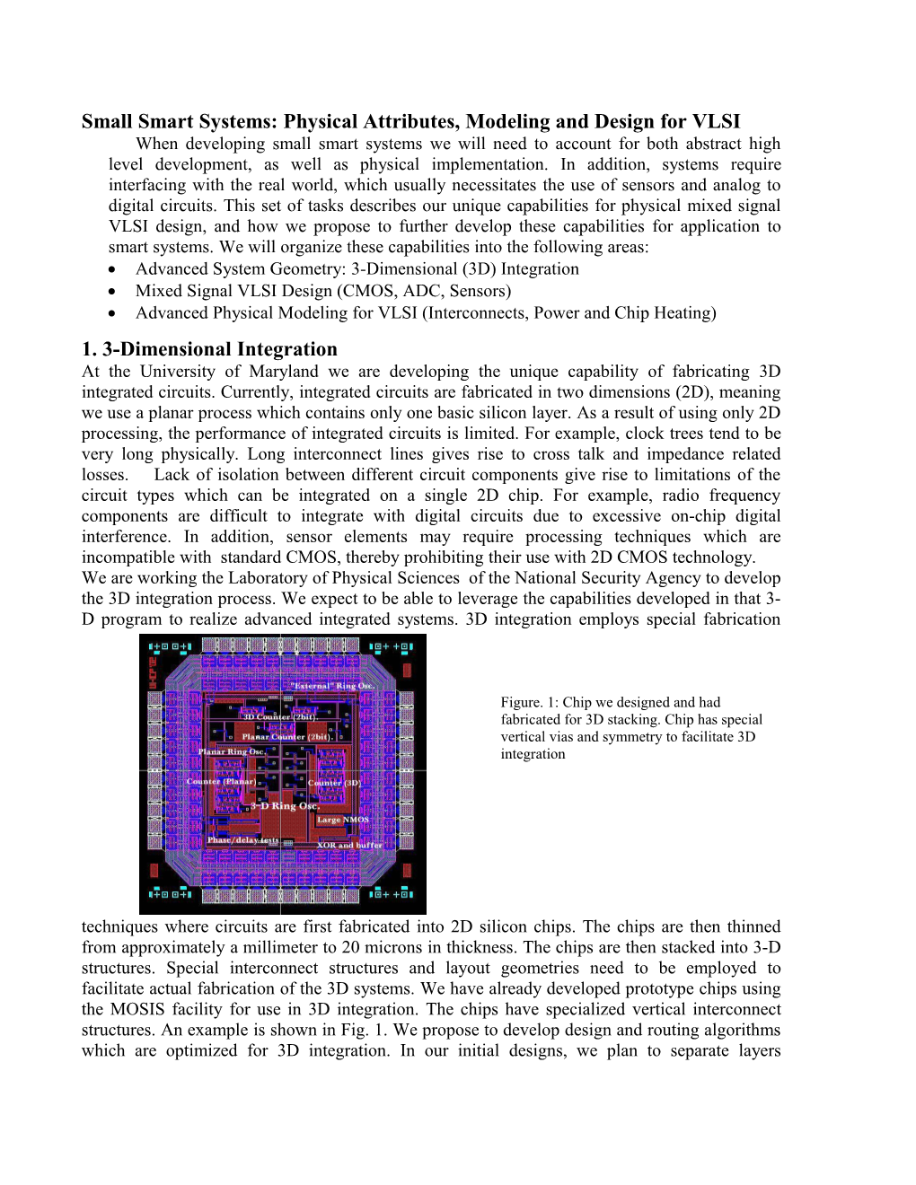 Small Smart Systems: Physical Attributes, Modeling and Design for VLSI