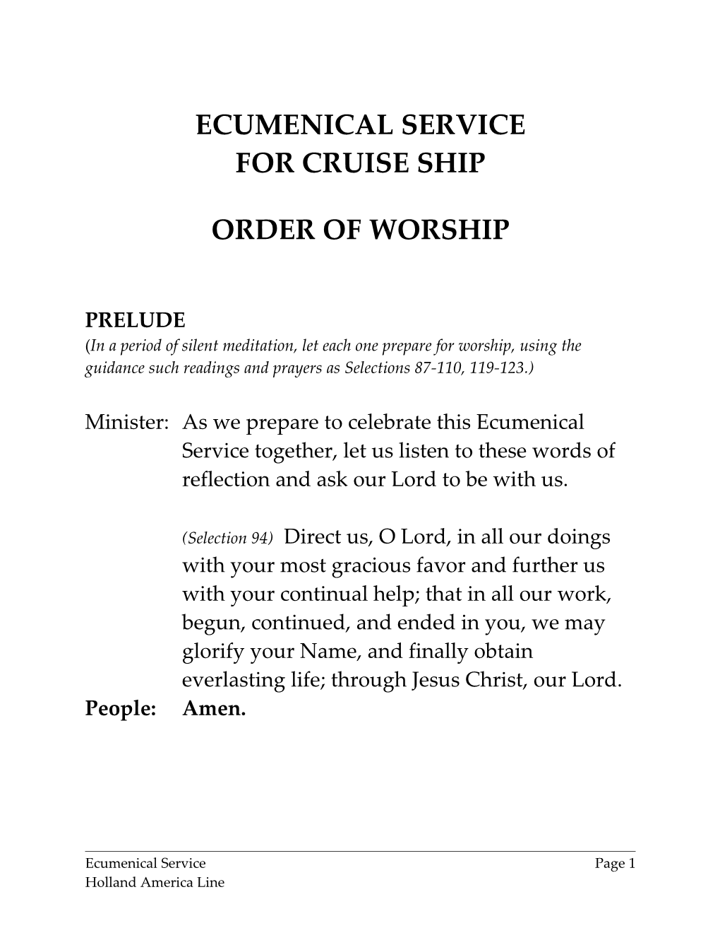 Ecumenical Service