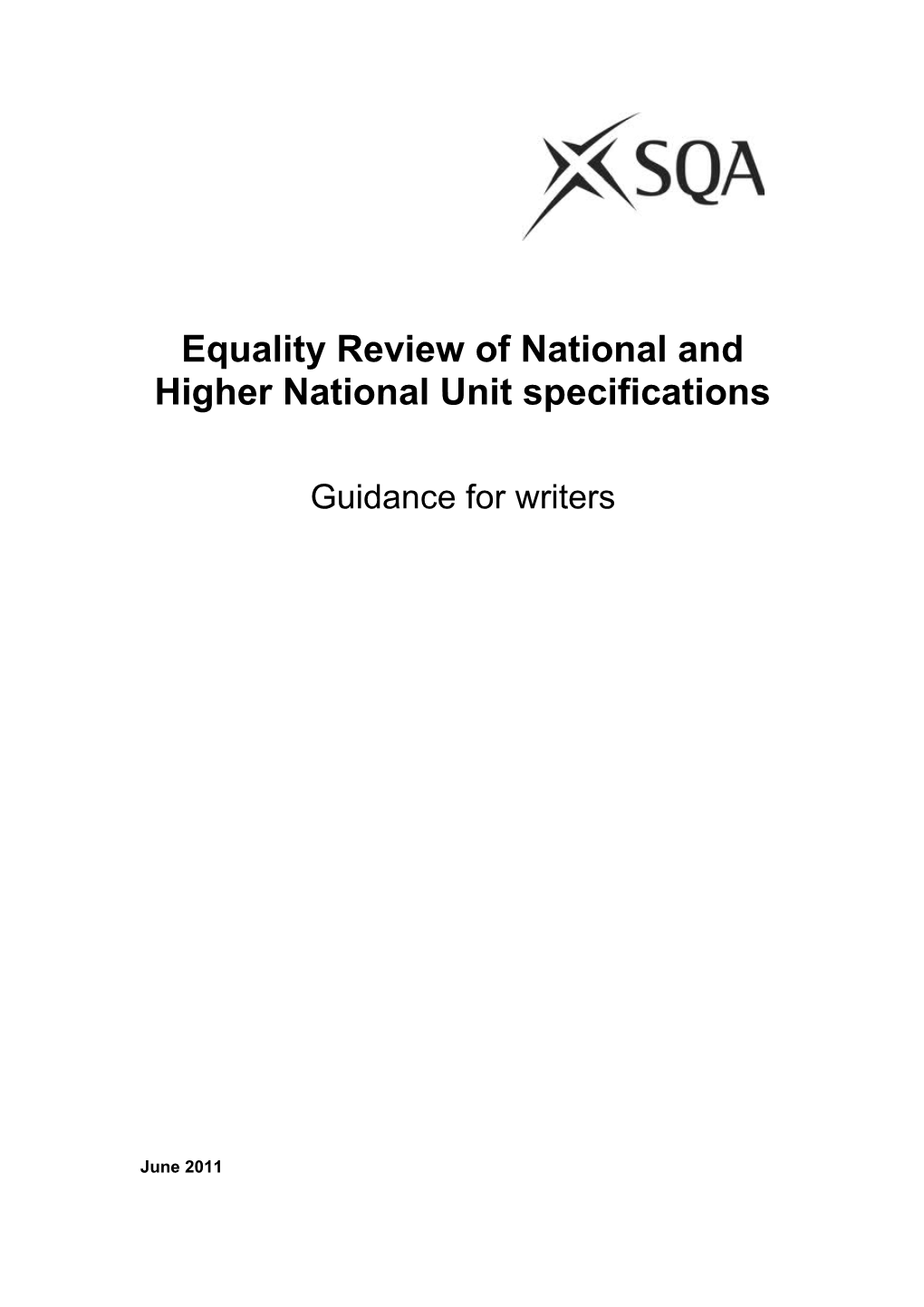 Equality Review of National and Higher National Unit Specifications
