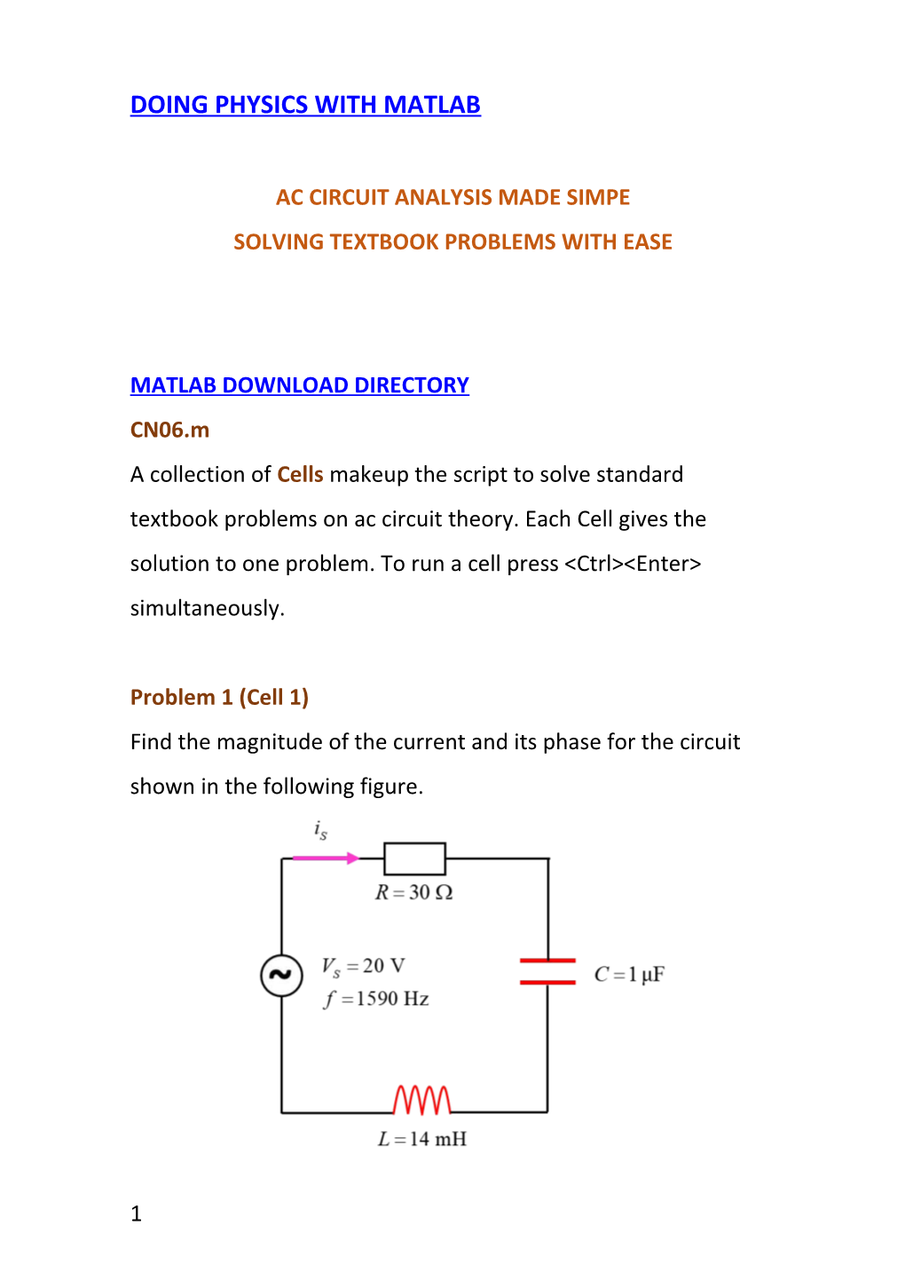 Doing Physics with Matlab