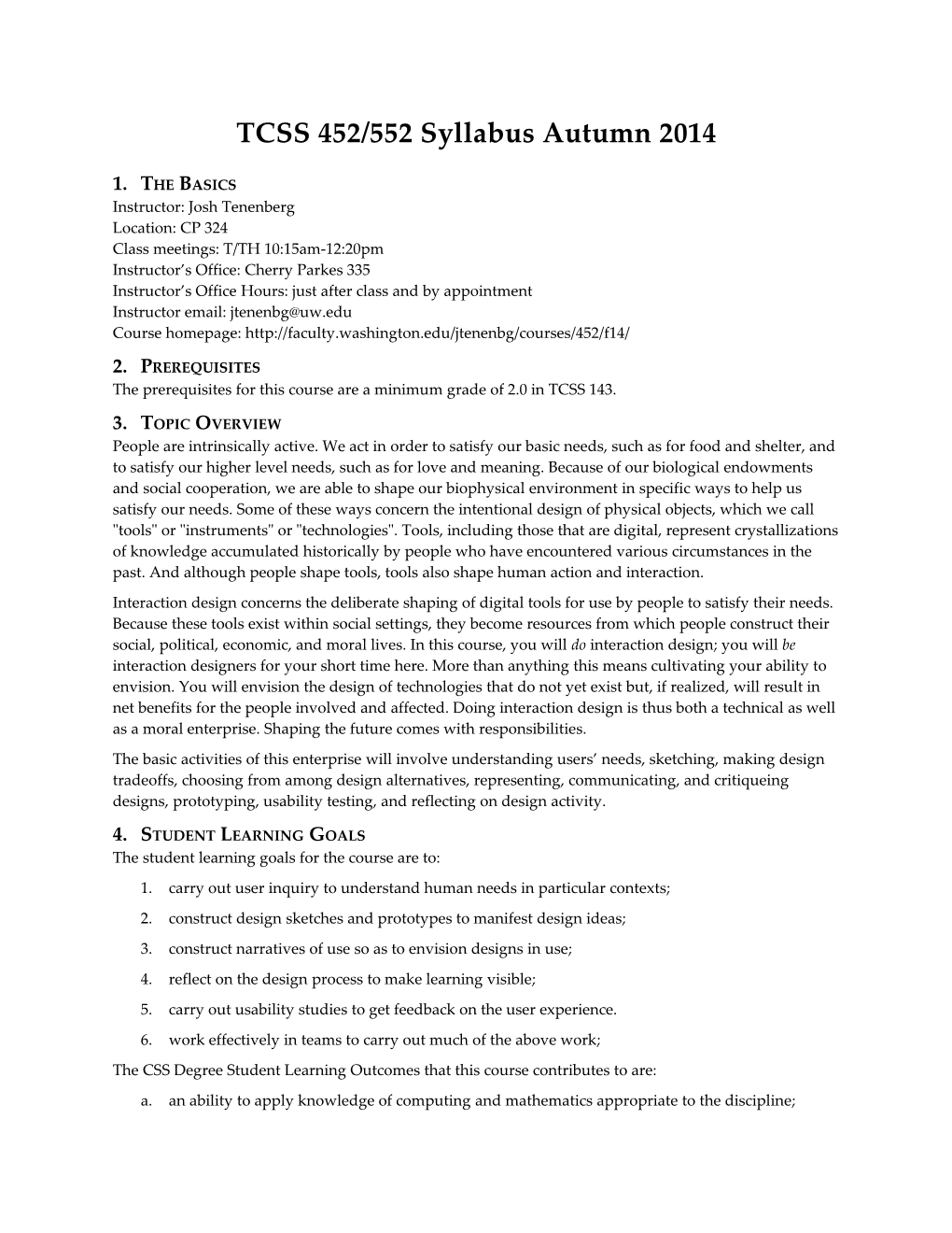 TCSS 452/552 Syllabus Autumn 2014