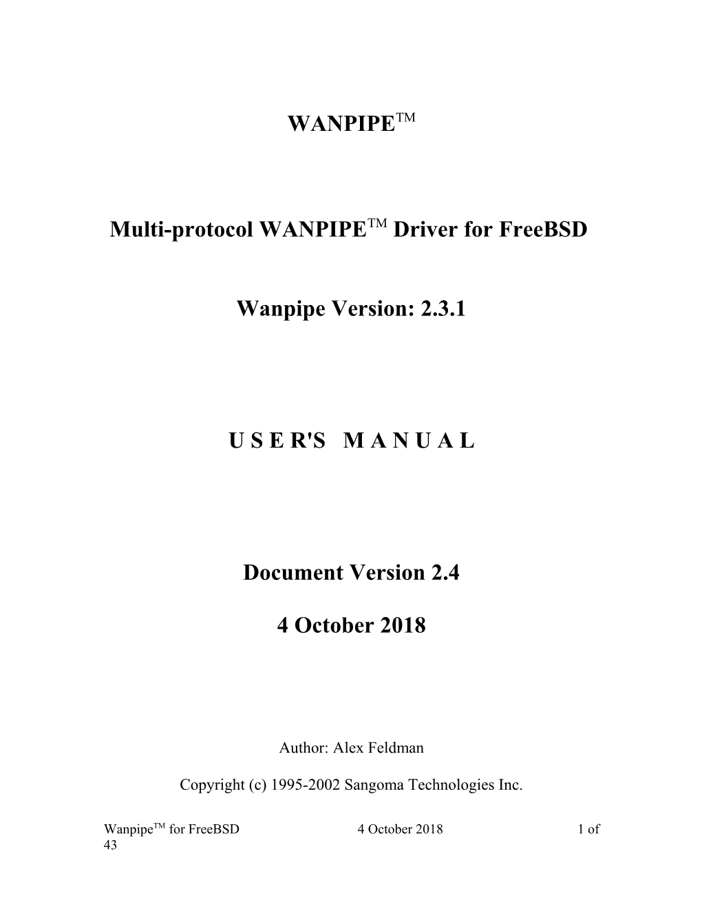 Multi-Protocol WANPIPETM Driver for Freebsd