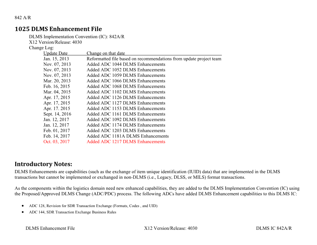 Enhancements Identified in the DLMS Supplement Sequence