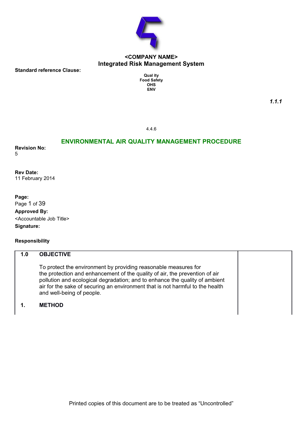 Environmental Air Quality Management Procedure