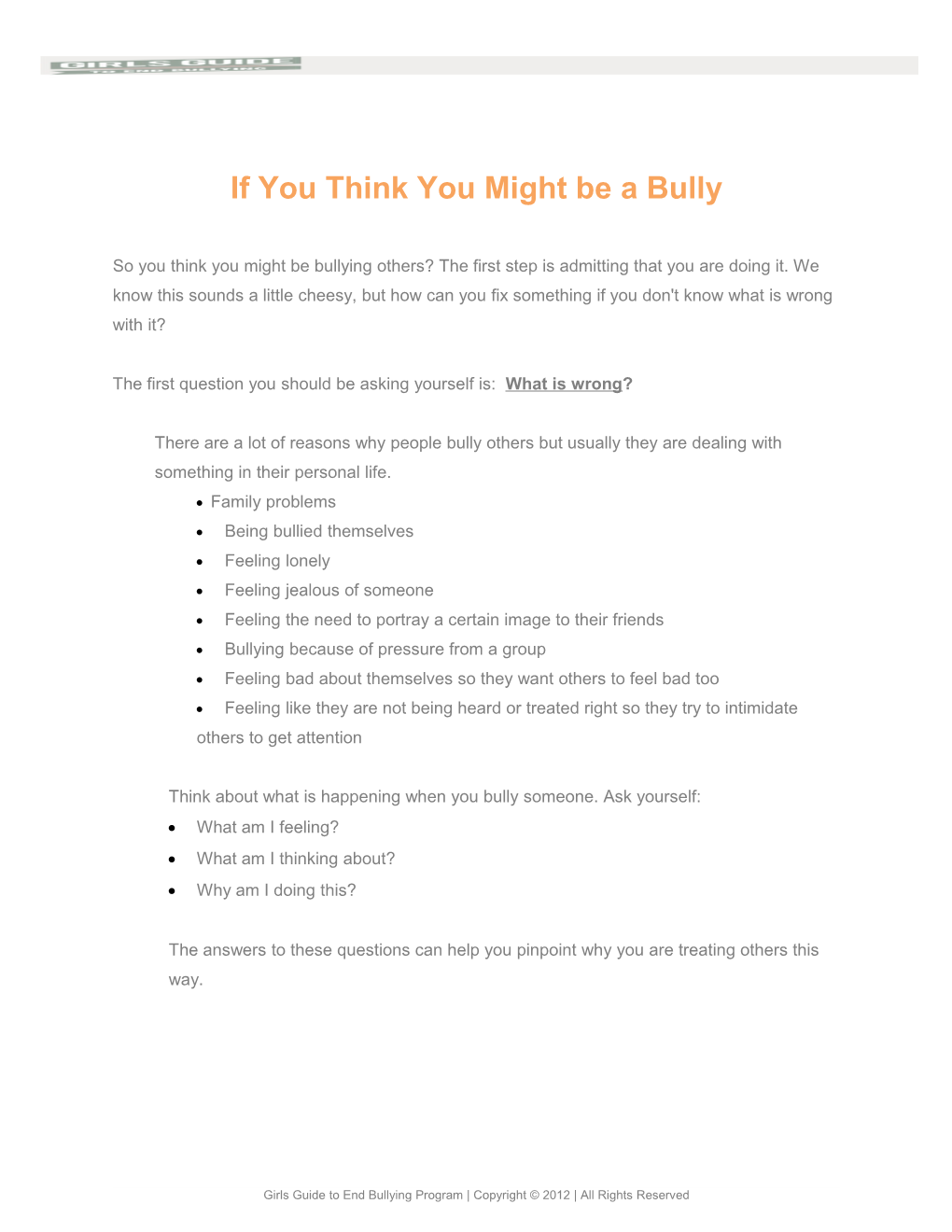 If You Think You Might Be a Bully