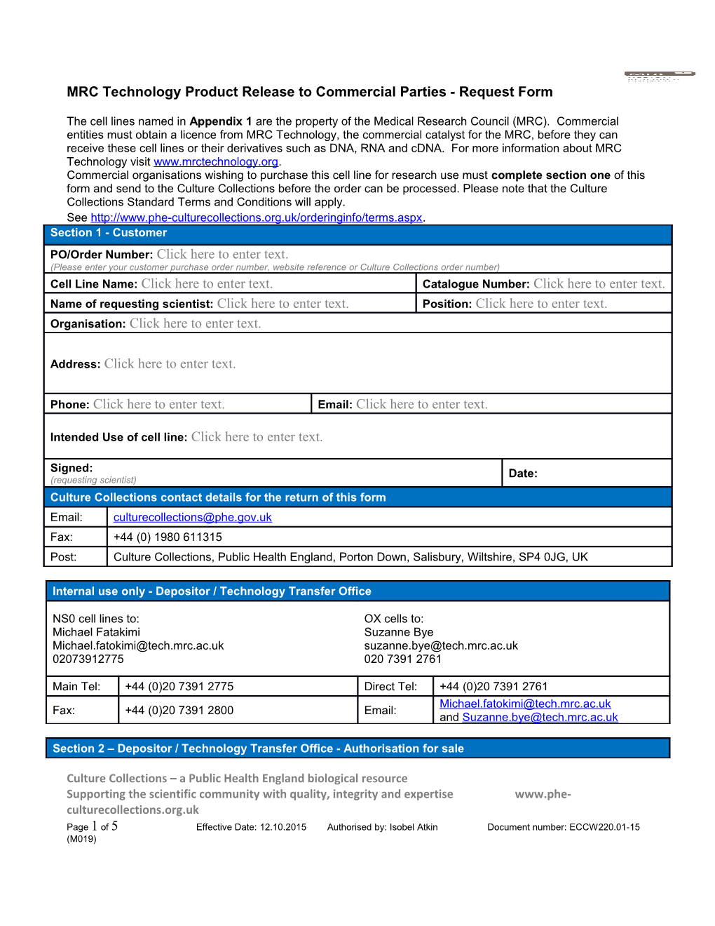 MRC Technologyproduct Release to Commercial Parties - Request Form