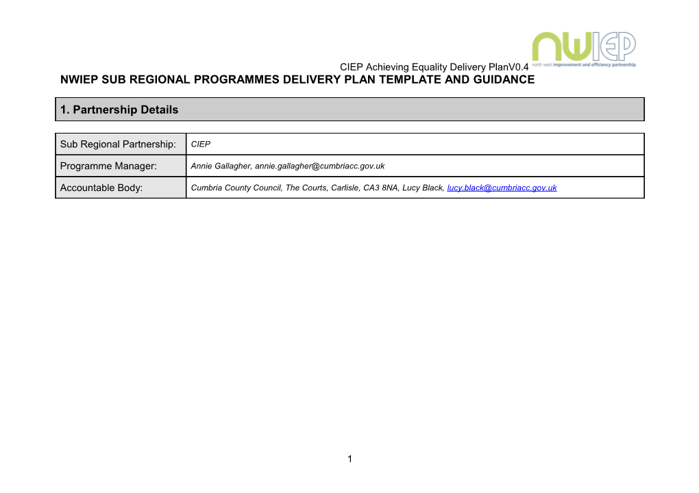 Nwiep Delivery Plan Capital (Dragon Factor) Projects Template