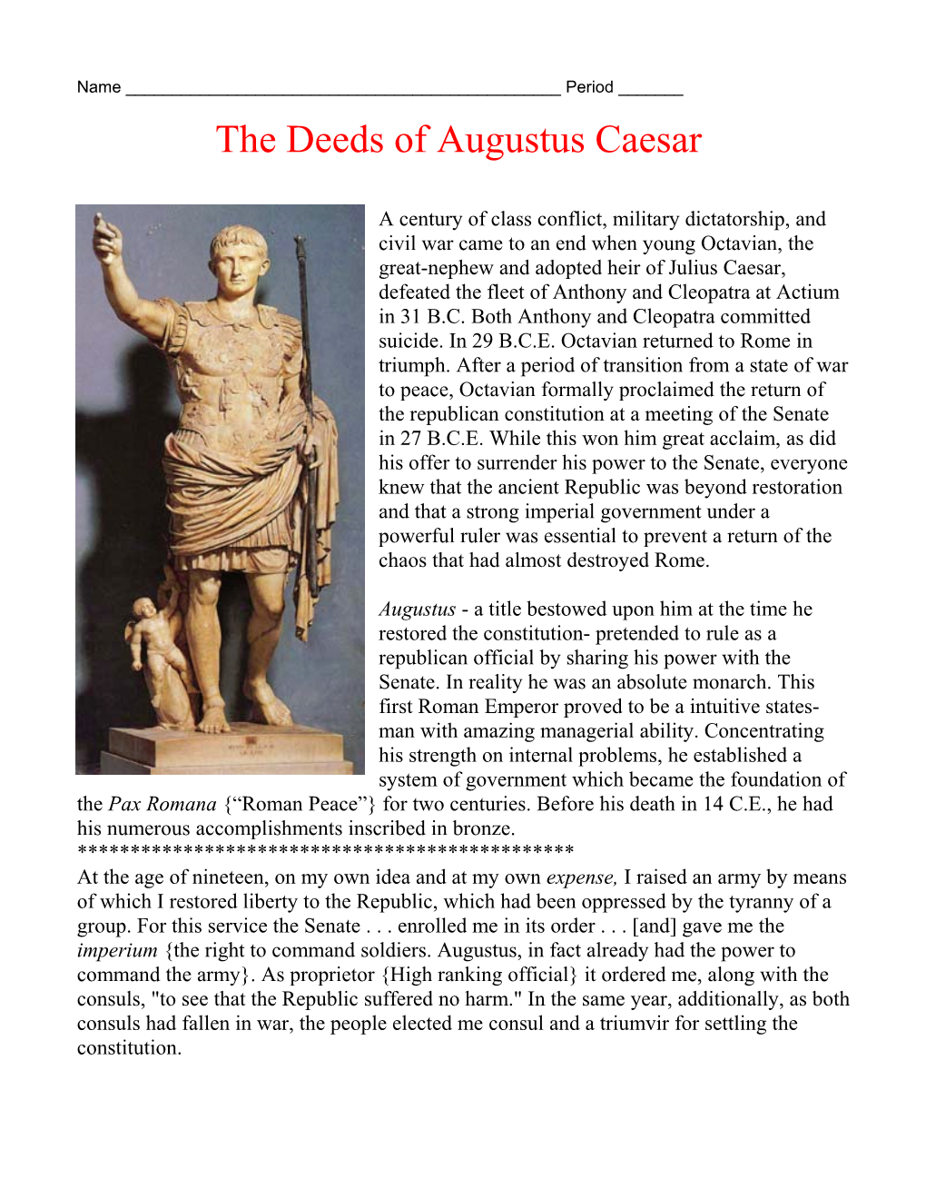 The Deeds of Augustus Caesar