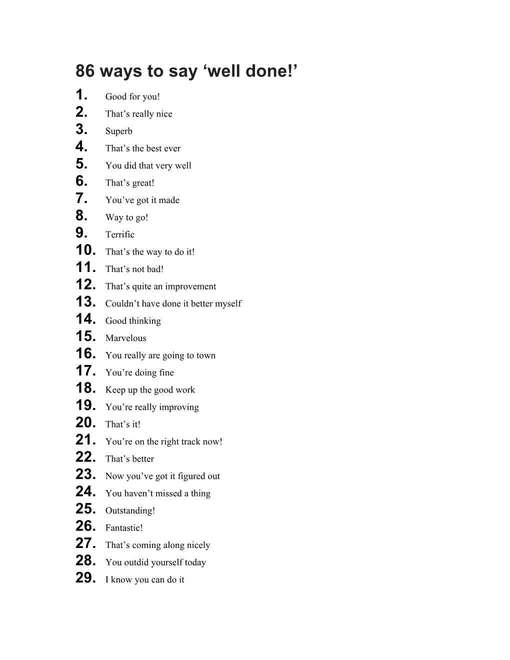 86 Ways to Say Well Done!