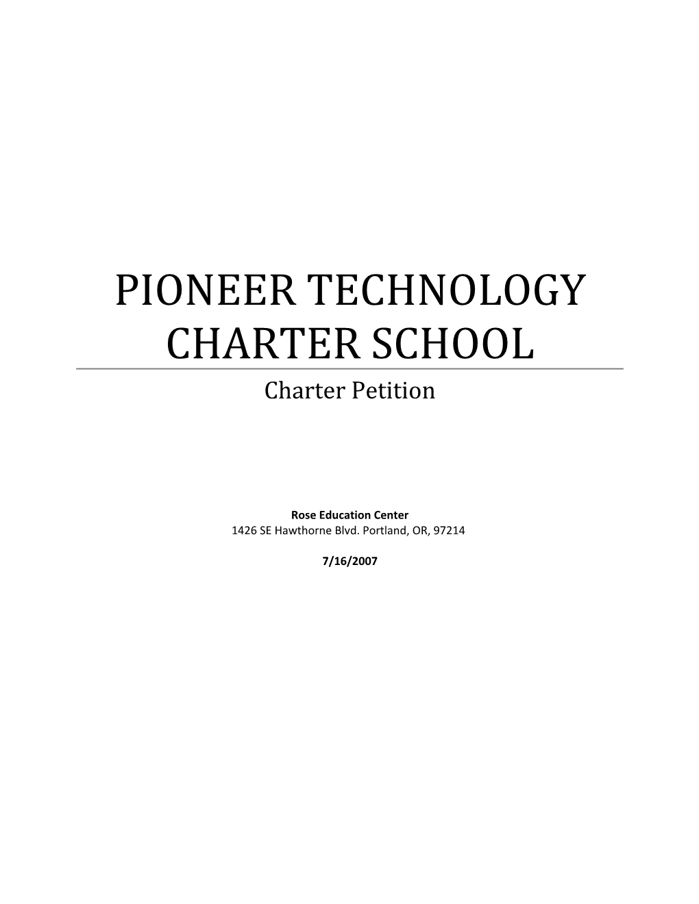 Pioneer Technology Charter School