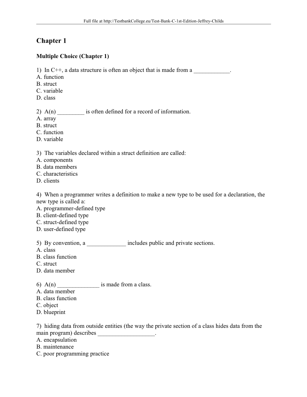 Multiple Choice (Chapter 1) s1