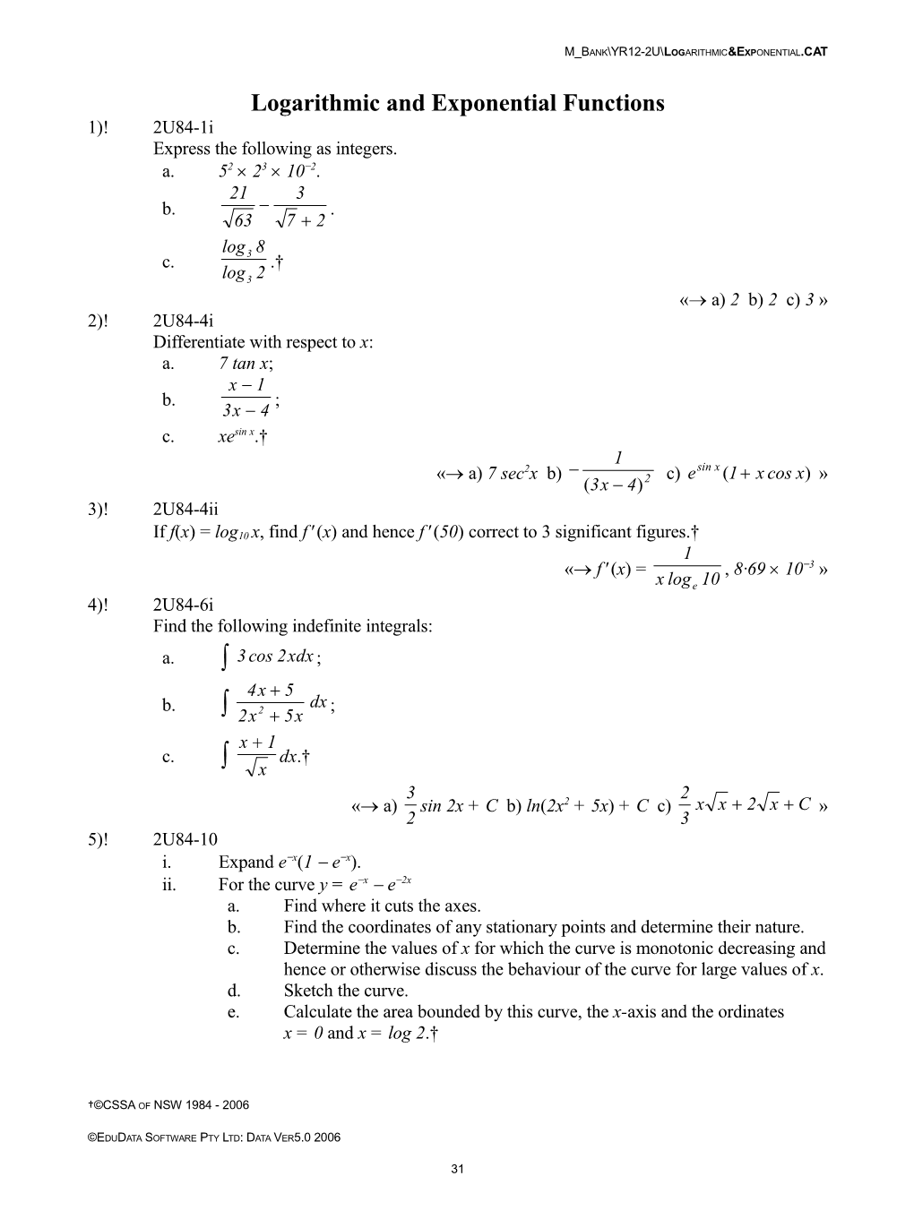 M Bank YR12-2U Logarithmic&Exponential.CAT