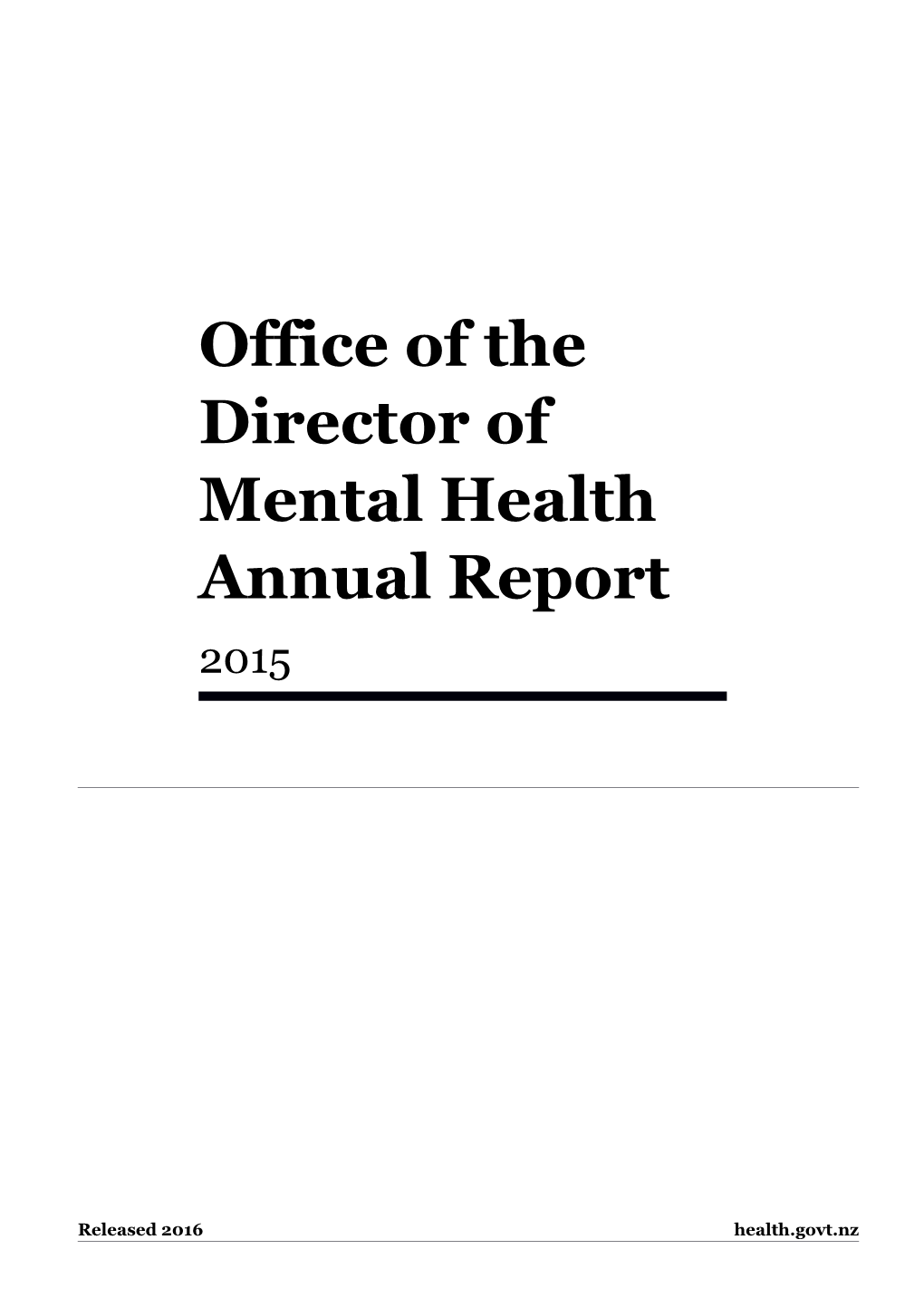 Office of the Director of Mental Health Annual Report 2015