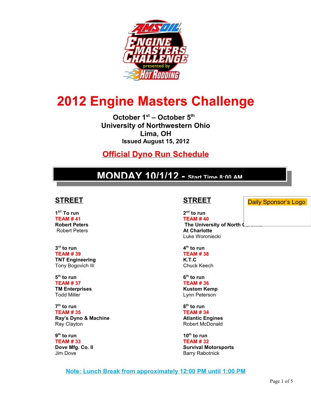 2012 Engine Masters Challenge