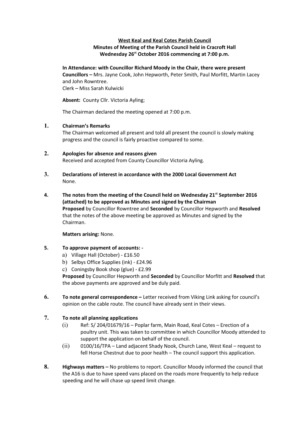 West Keal and Keal Cotes Parish Council