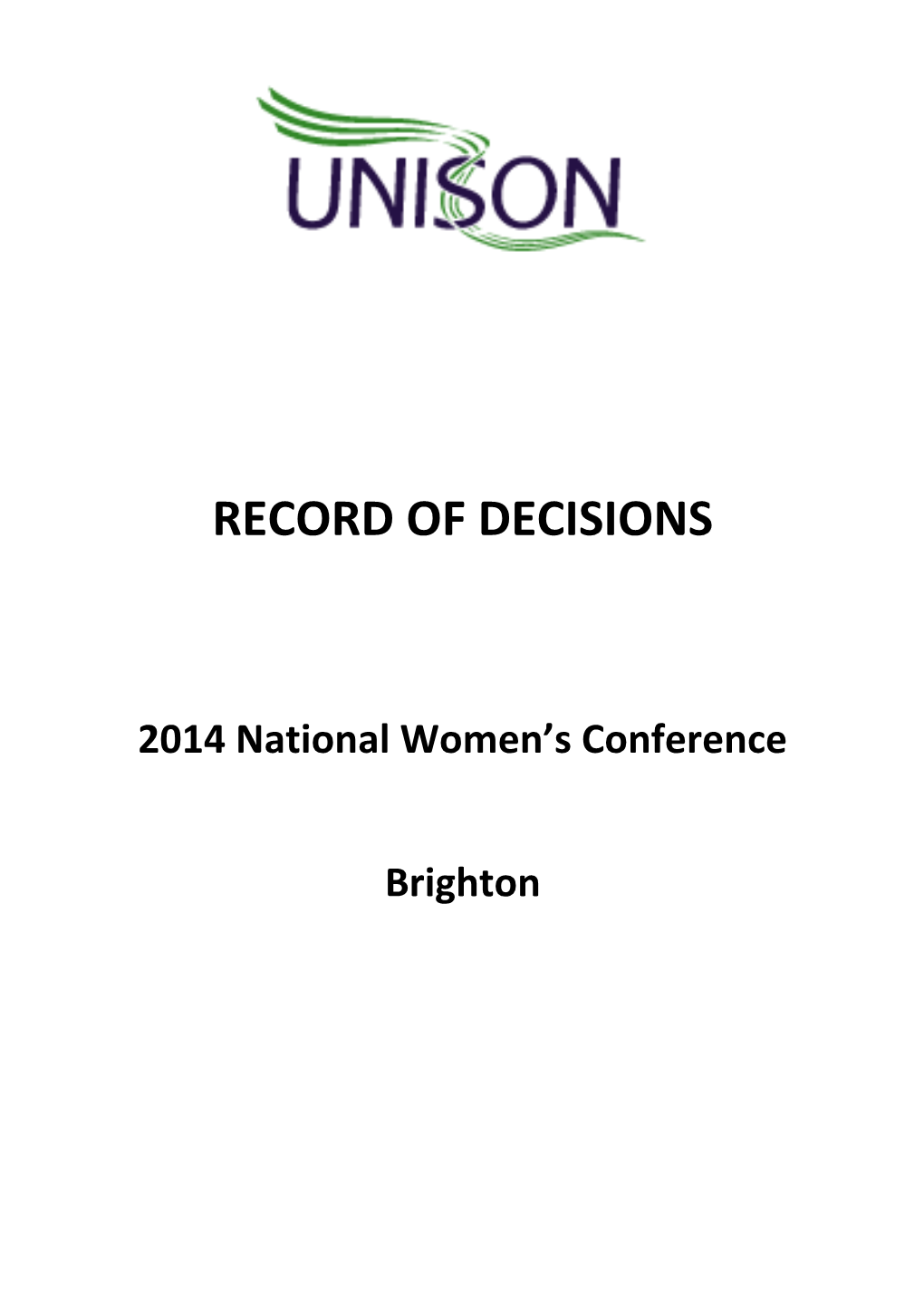 2014 National Women's Conference - Record of Decisions