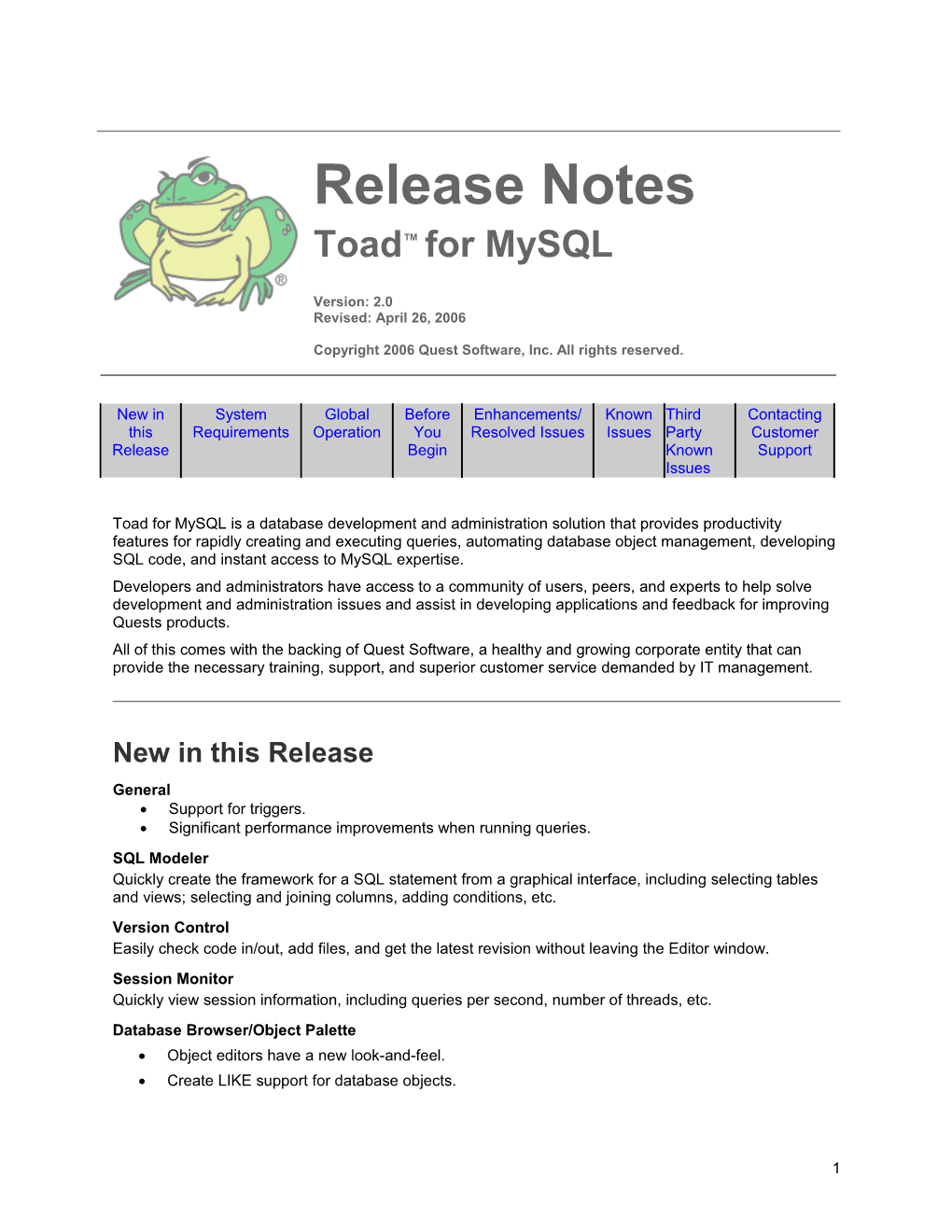 Toad for Mysql V2.0