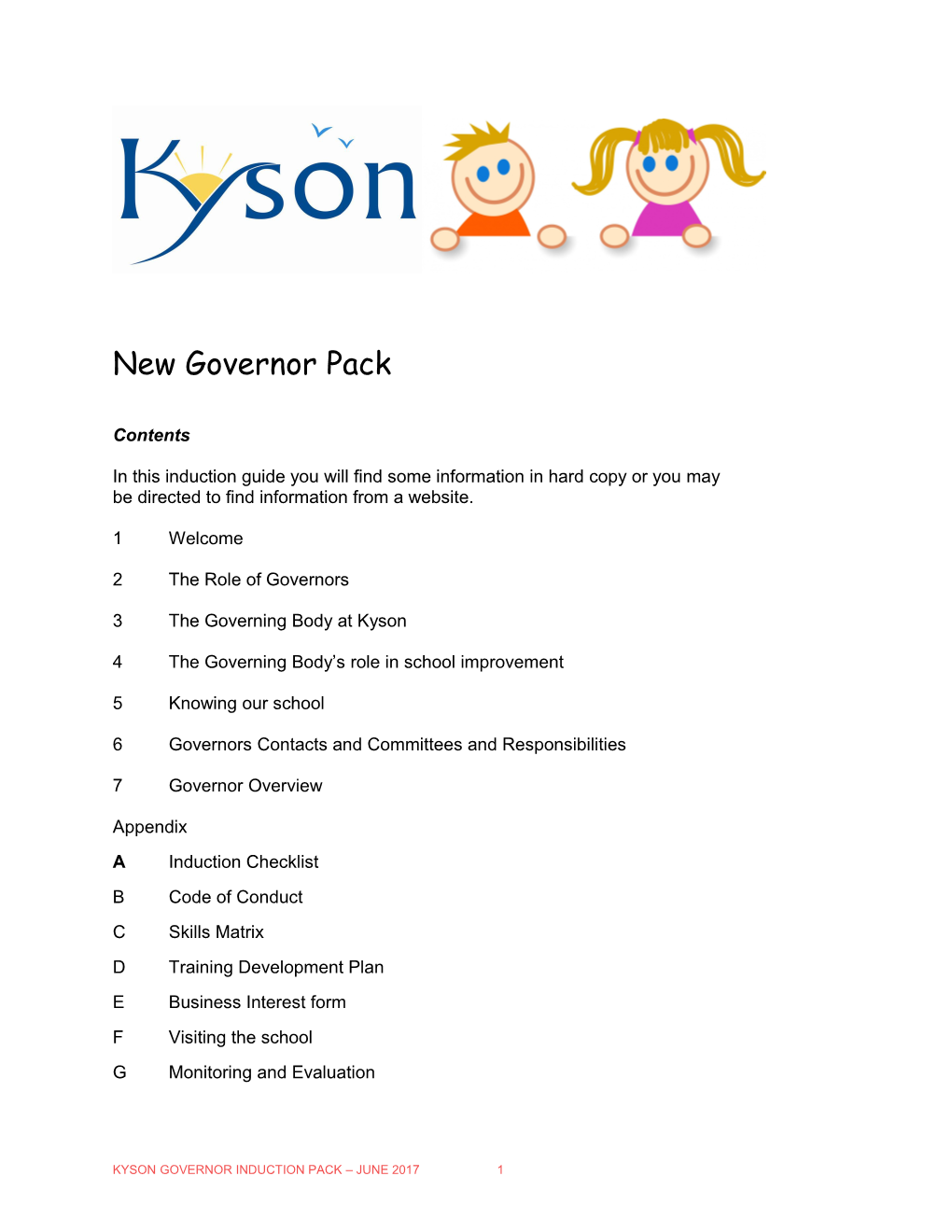 Kyson Governor Induction Pack