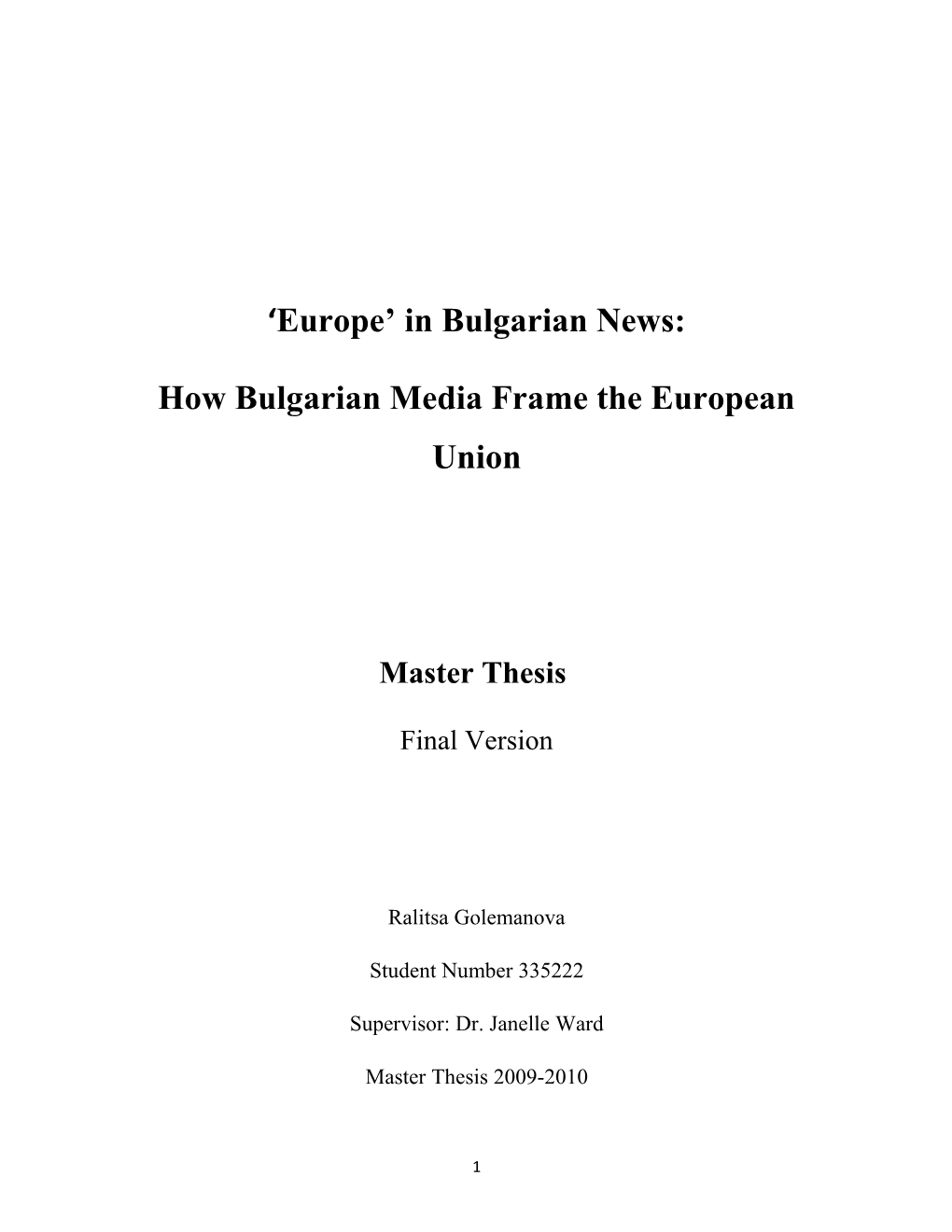Europe in Bulgarian News
