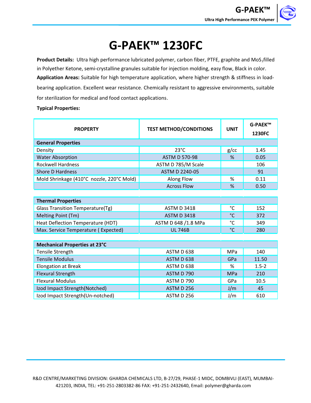 Ultra High Performance PEK Polymer