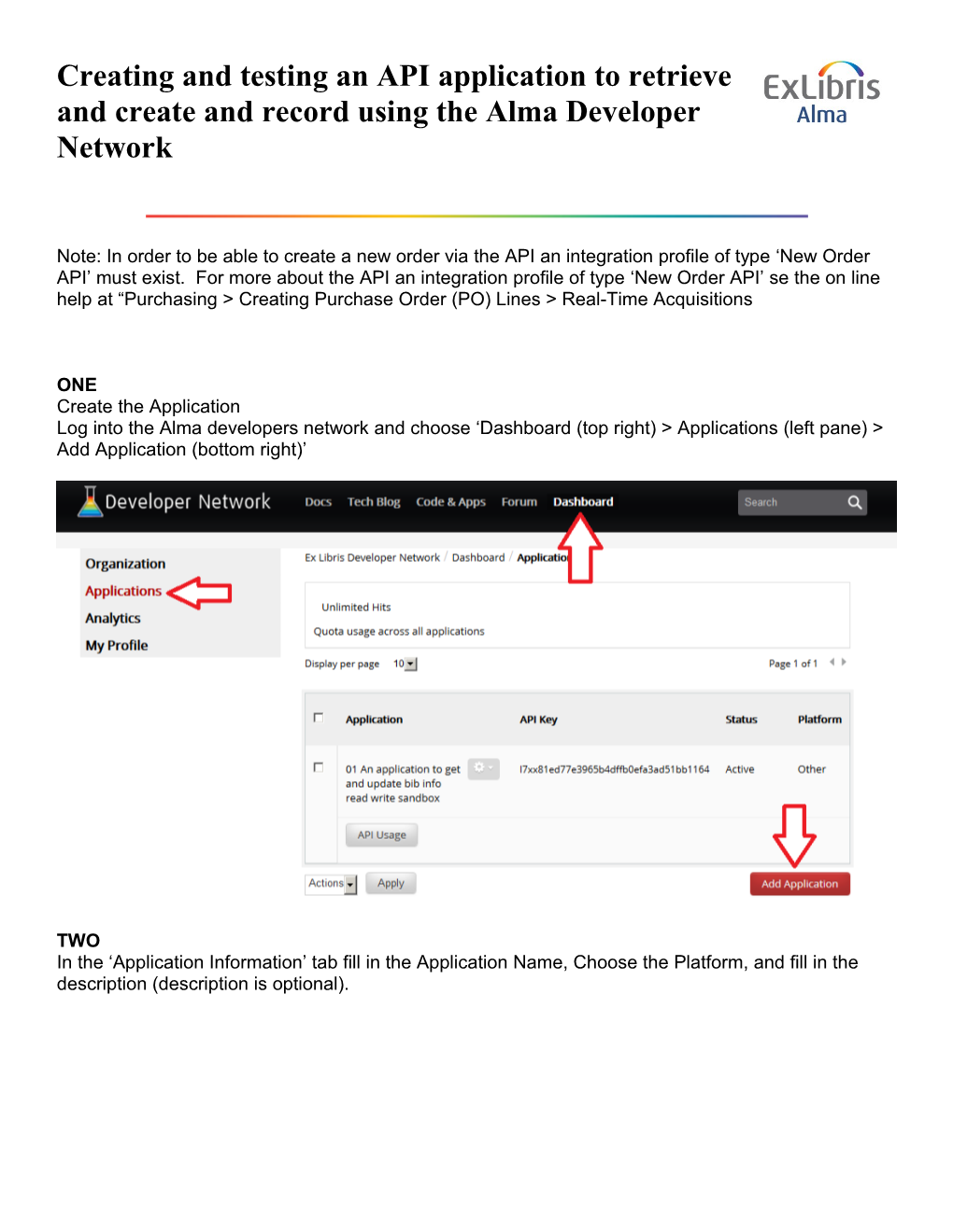 Note: in Order to Be Able to Create a New Order Via the API an Integration Profile of Type