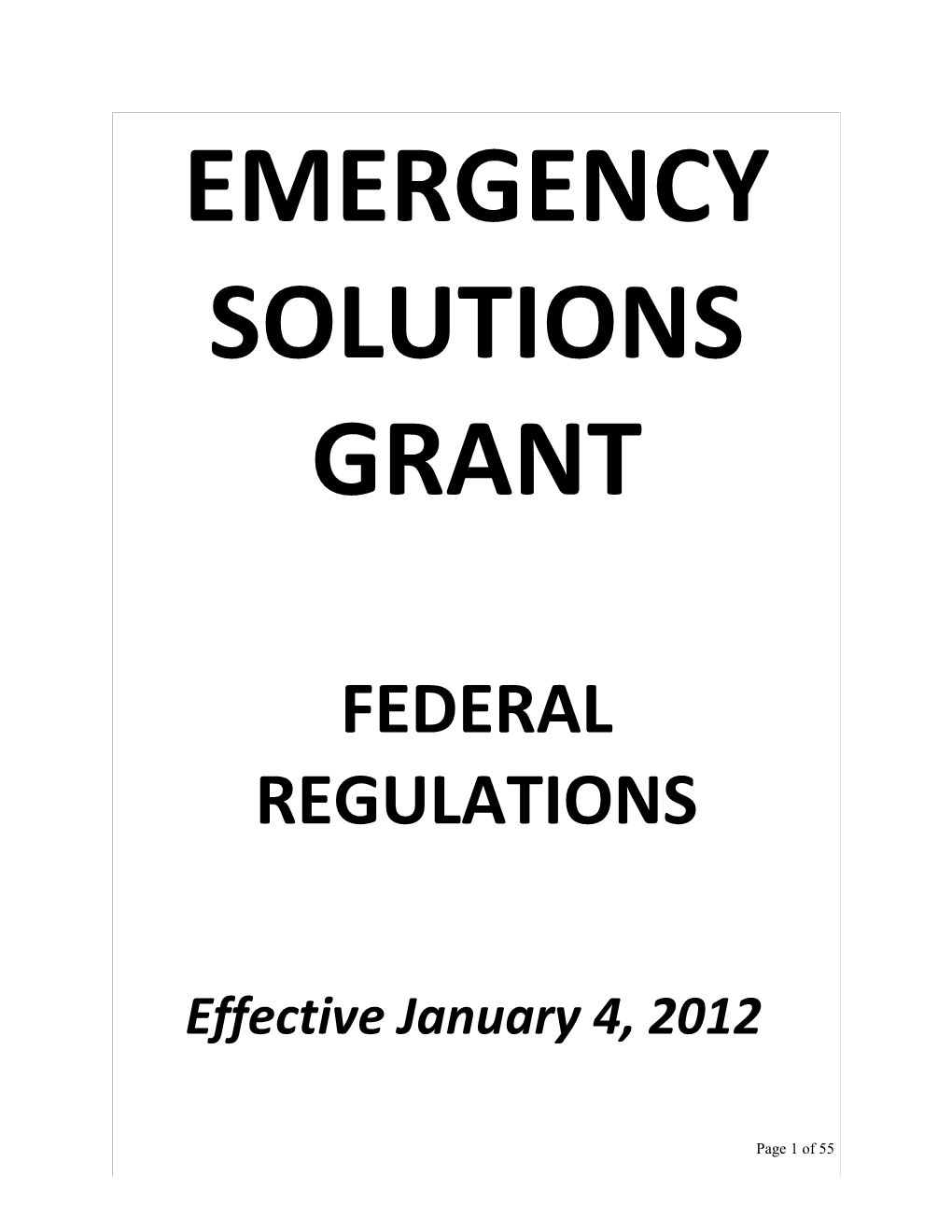 Emergency Solutions Grant