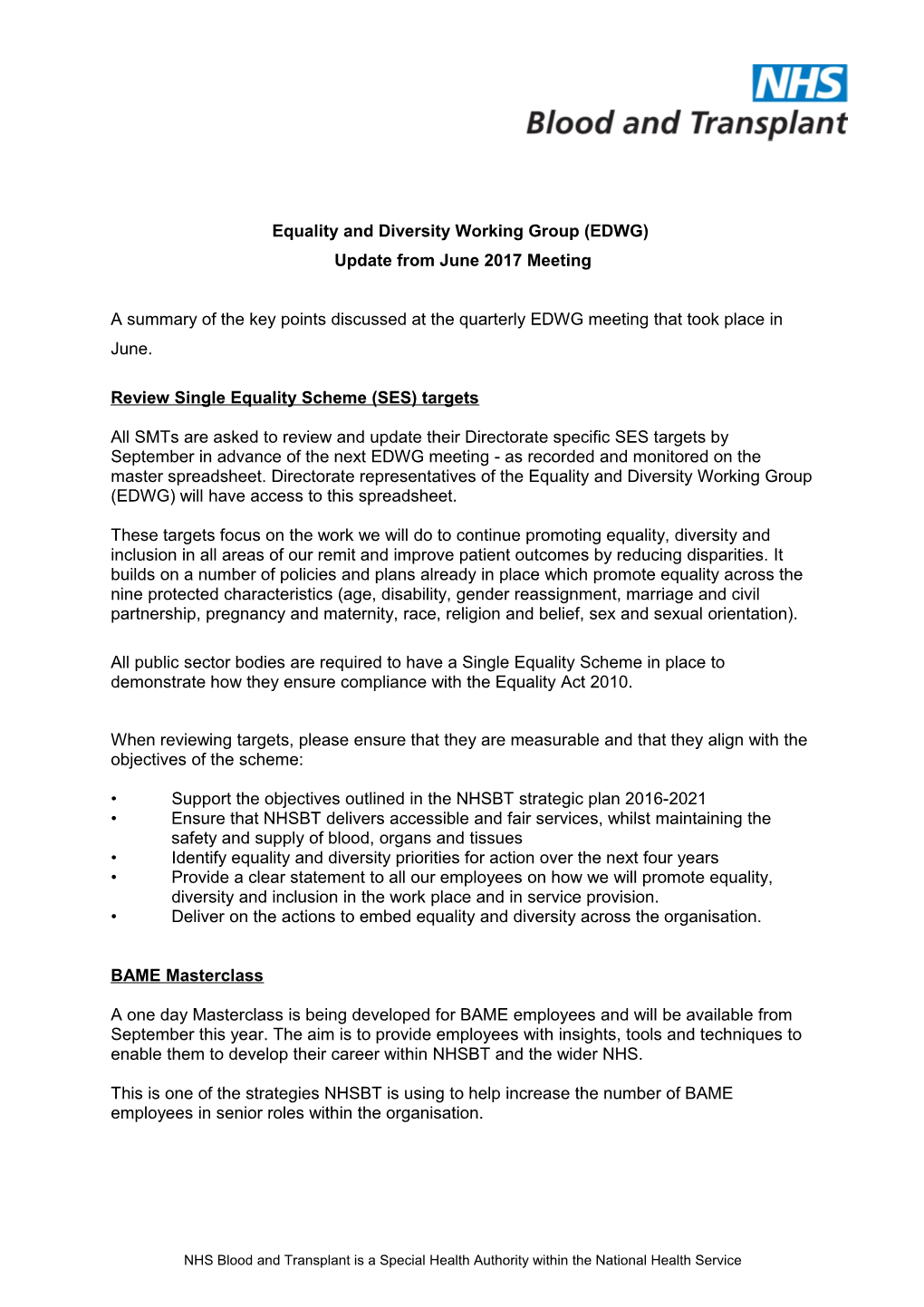 Equality and Diversity Working Group (EDWG)