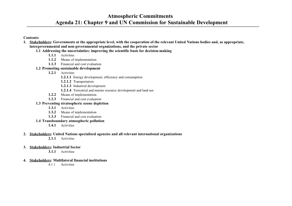 Agenda 21: Chapter 9 and UN Commission for Sustainable Development