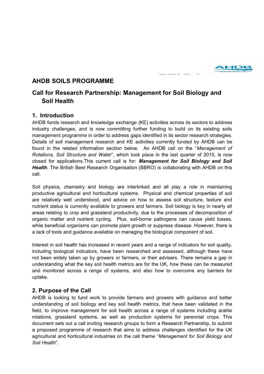 Call for Research Partnership: Management for Soil Biology and Soil Health