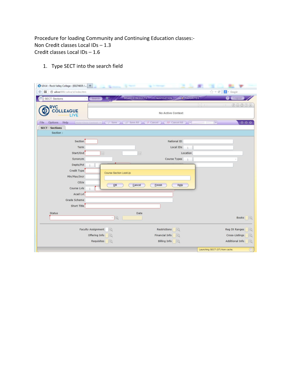 Procedure for Loading Community and Continuing Education Classes