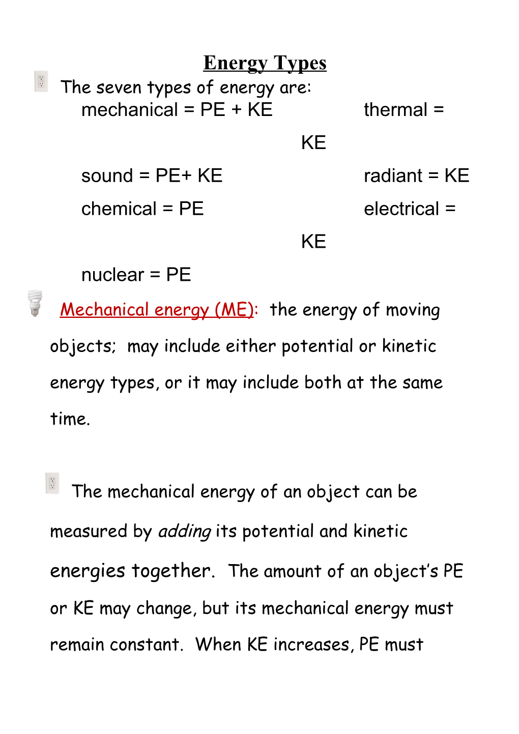 The Seven Types of Energy Are