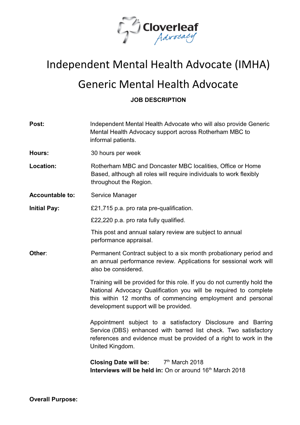 Independent Mental Health Advocate (IMHA)