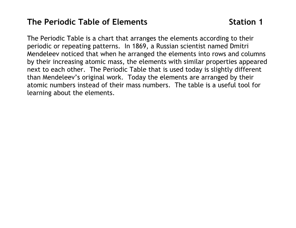 The Periodic Table of Elements