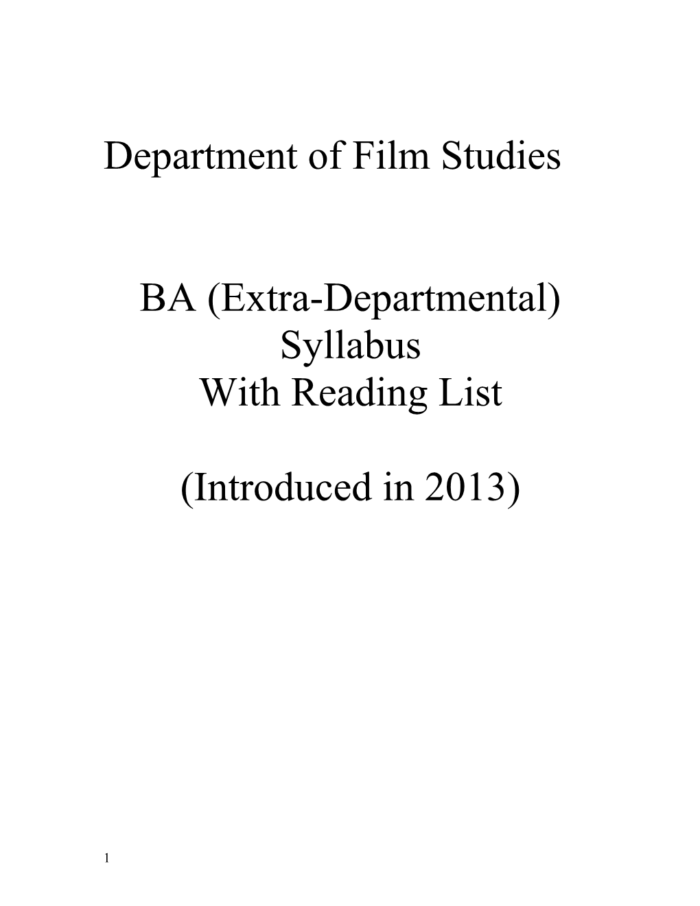 Department of Film Studies