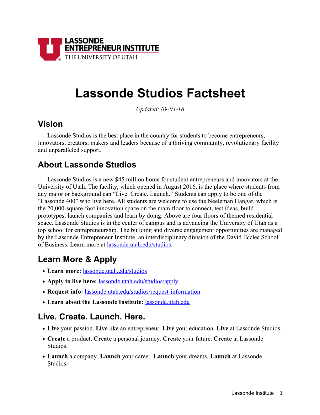 Lassonde Studios Factsheet