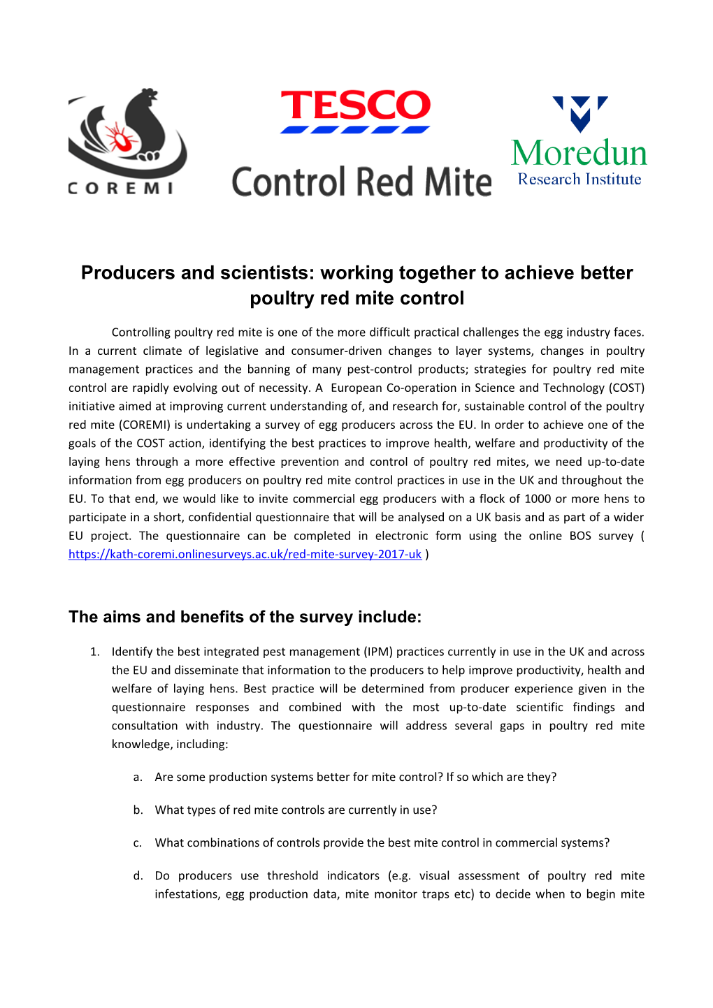 Producers and Scientists: Working Together to Achieve Better Poultry Red Mite Control