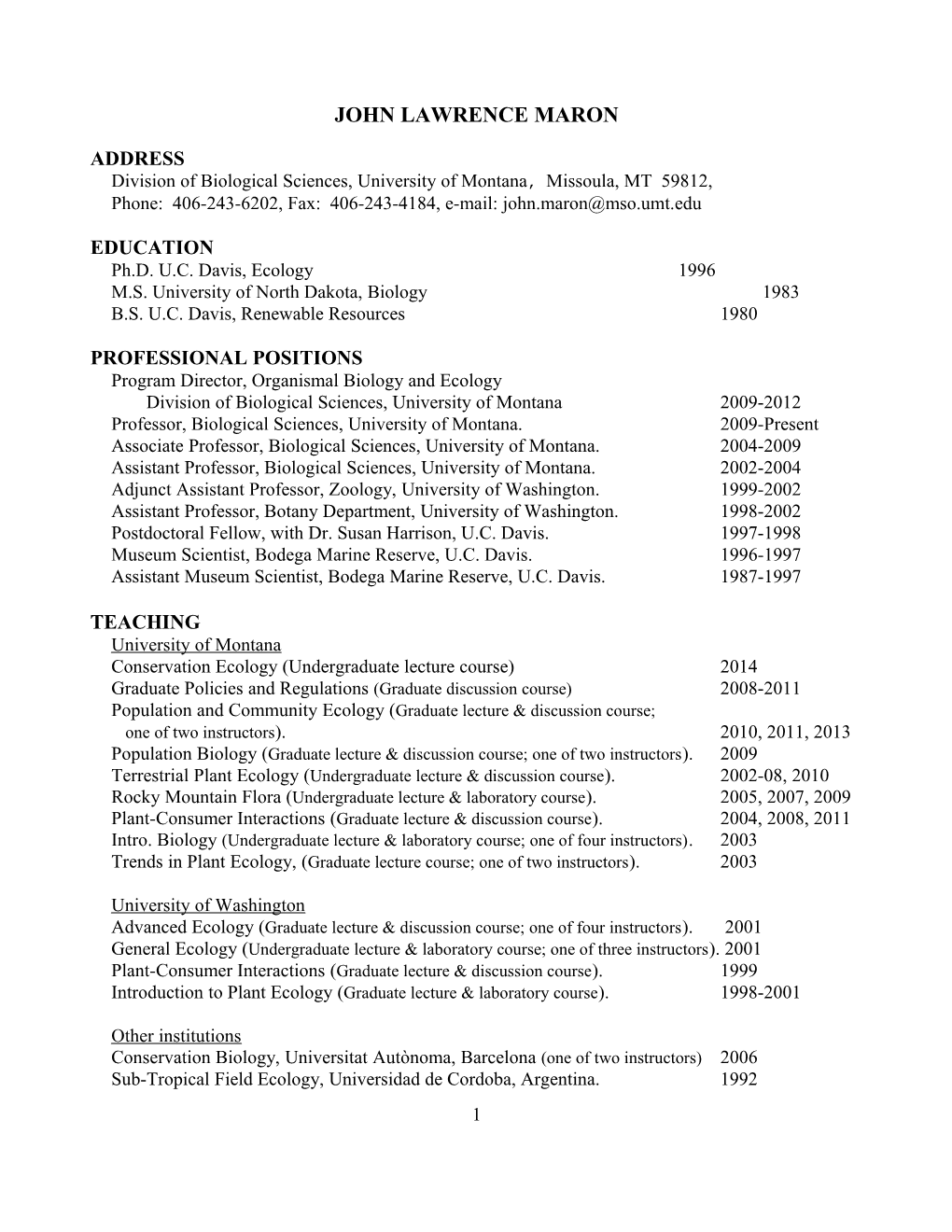 Division of Biological Sciences, University of Montana, Missoula, MT 59812