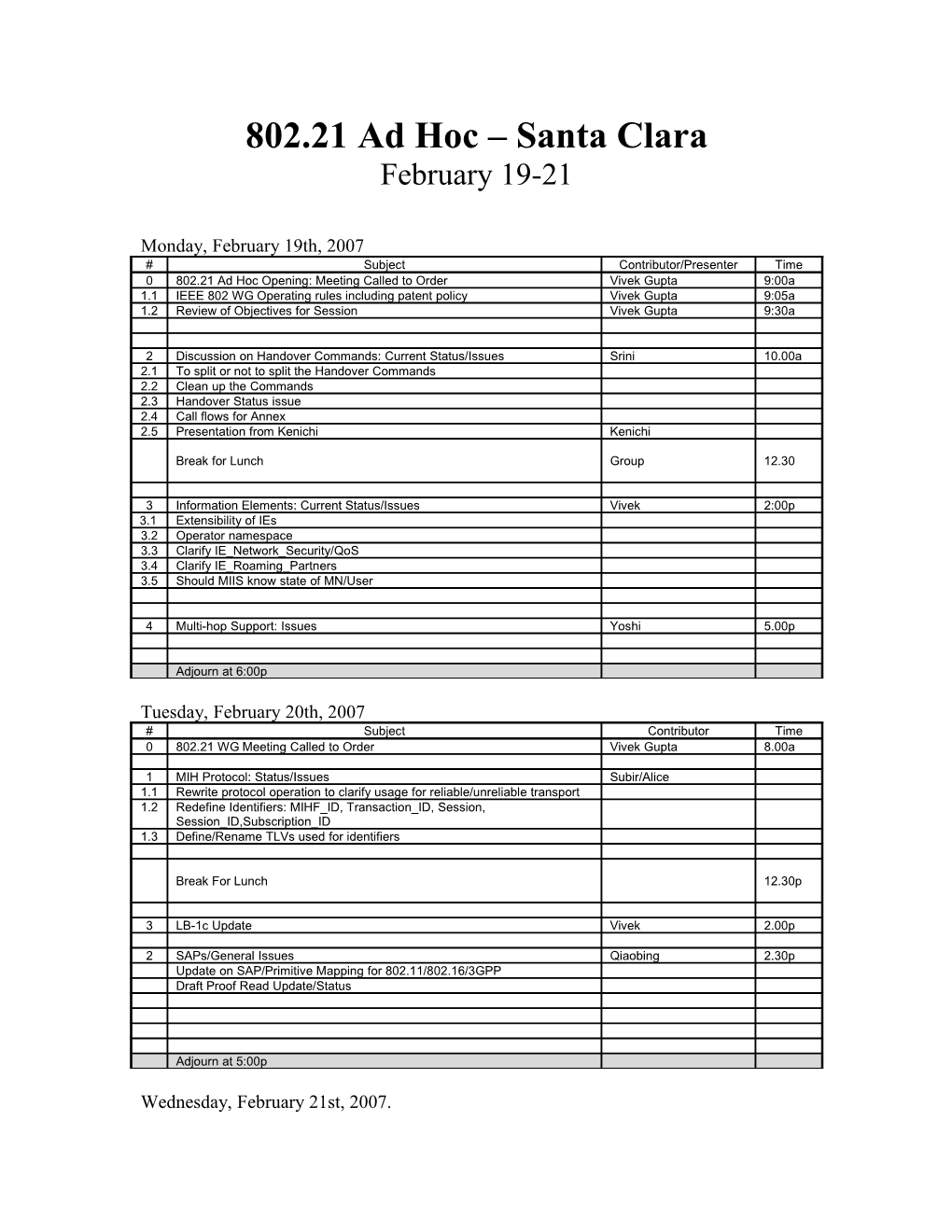 802.21 Ad Hoc Santa Clara