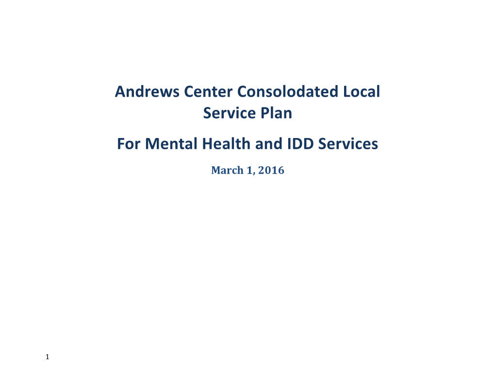 Andrews Center Consolodated Local Service Plan
