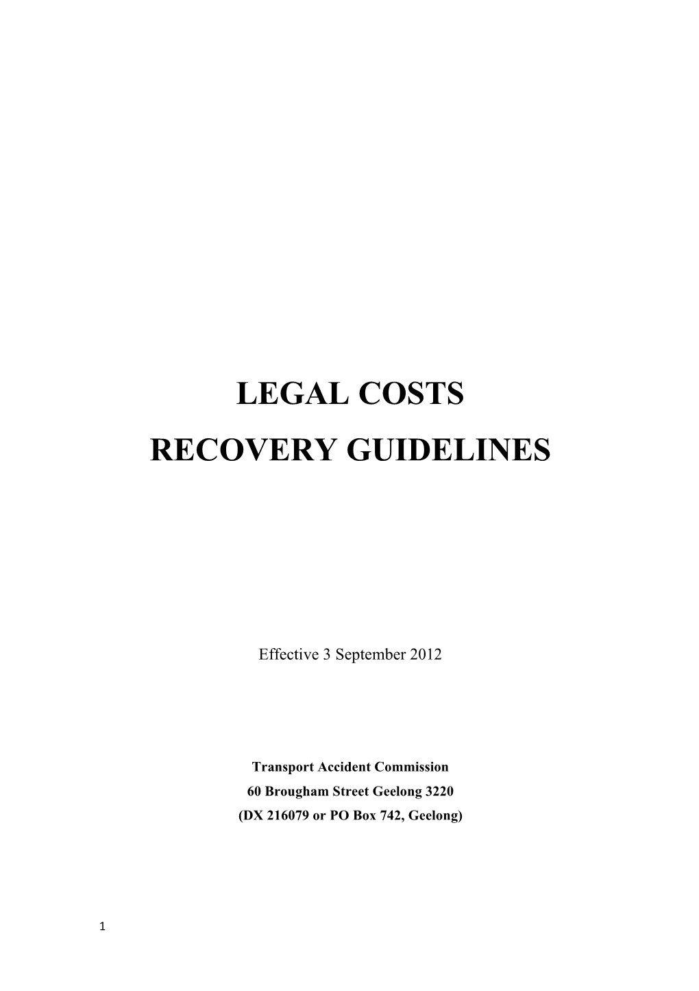 Legal Cost Recovery Guidelines