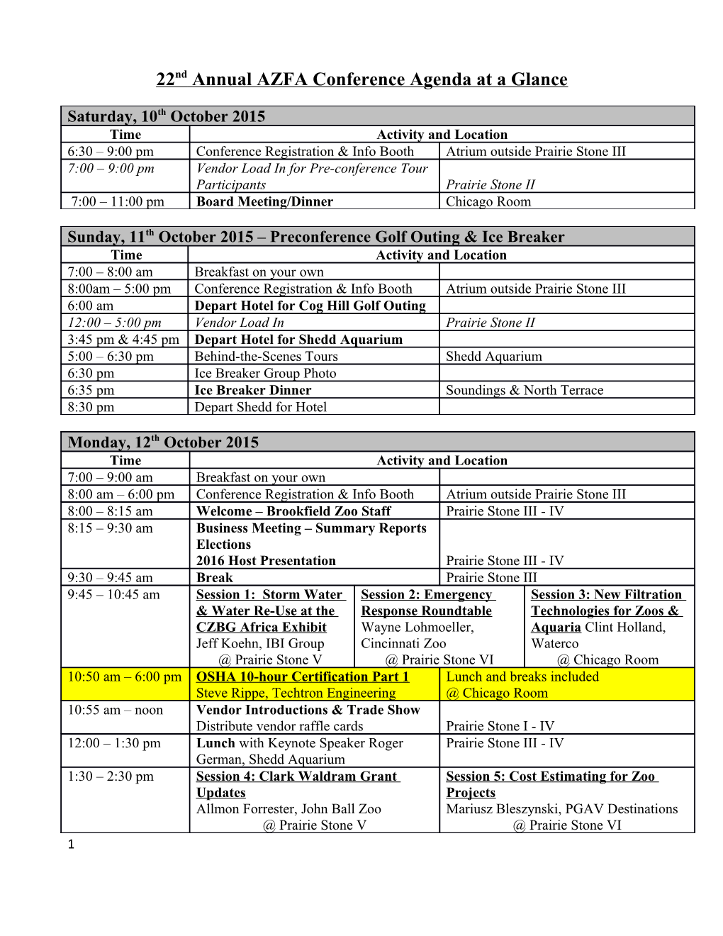 22Ndannual AZFA Conference Agenda at a Glance