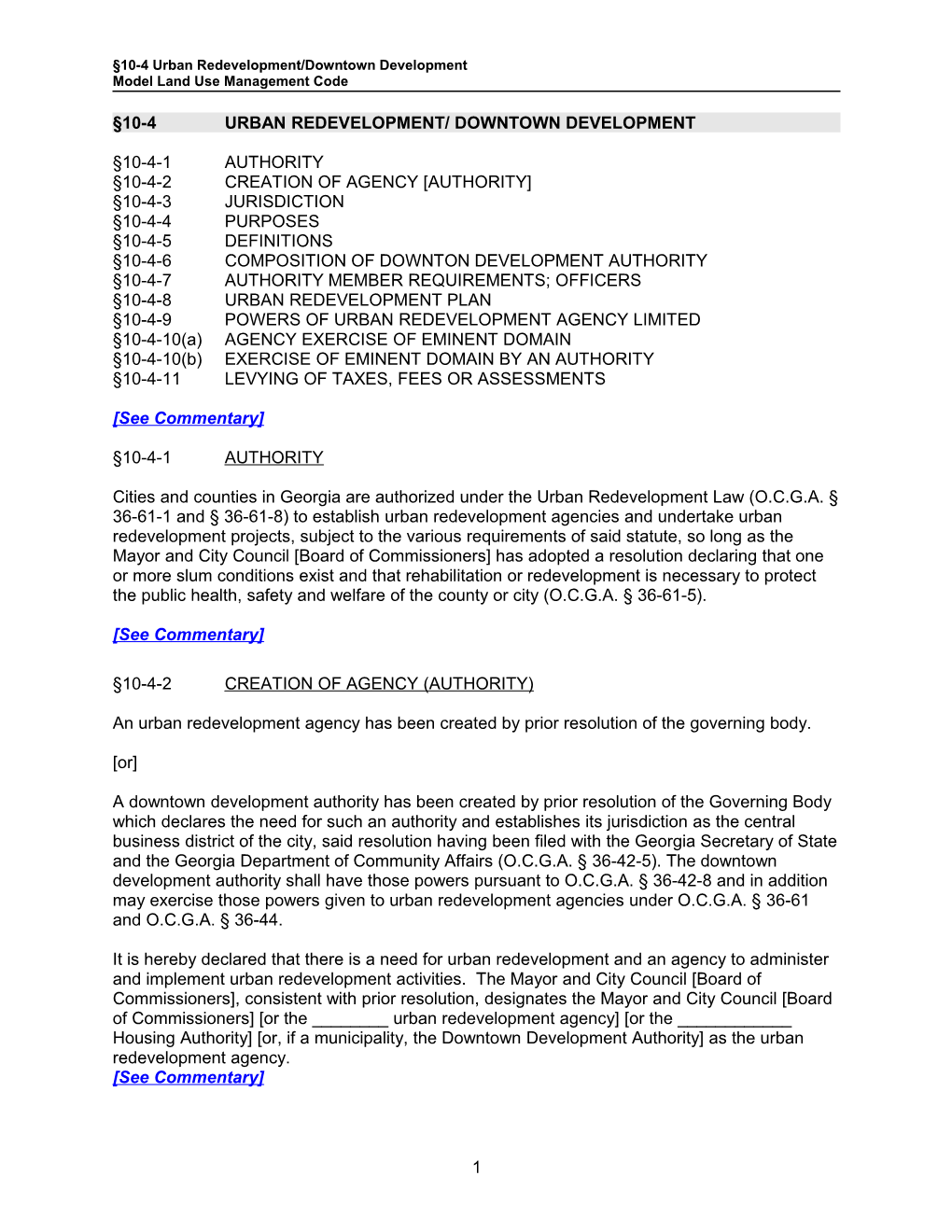 10-4 Urban Redevelopment/Downtown Development